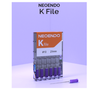 "Neoendo K File – a durable and flexible hand file designed for precise canal negotiation, cleaning, and shaping in endodontic procedures."