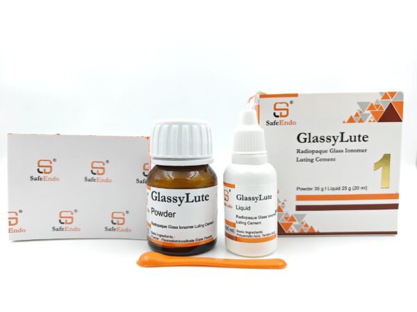 "GlassyLute: A high-quality dental luting cement designed for durable and precise bonding of restorations in both direct and indirect dental procedures."