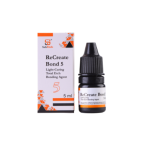 "ReCreate Bond 5 - a fifth-generation, single-component dental bonding agent designed for reliable adhesion in restorative procedures, packaged in a compact bottle for easy use."