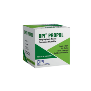 "Image of DPI Propol, a dental propolis-based product used for oral care. The product is shown in its packaging, highlighting its natural composition and intended use for maintaining oral health. The product is placed on a neutral background, emphasizing its design and application for dental care."