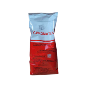 mage of Chromatex Chromatic Alginate in a container with a vibrant, colorful label. The alginate is designed for dental impressions, with the label highlighting its chromatic properties for easy mixing. The container is placed on a neutral background to showcase the product and its packaging."