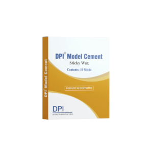 "Image of DPI Model Cement, a dental cement designed for creating precise and durable dental models. The product is shown in its packaging, highlighting its use in model work and casting procedures. The cement is placed on a neutral background, showcasing the packaging details and product type."