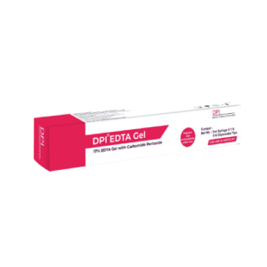 "Image of DPI EDTA Gel in a small tube with a clear label. The gel is designed for use in endodontic treatments to aid in cleaning and preparing root canals. The tube is placed on a neutral background, highlighting the product and its labeling."