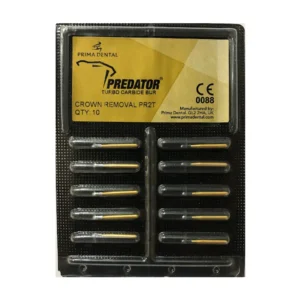 "Prima Dental Predator Tungsten Carbide, a high-quality dental tool designed for precise cutting and shaping, offering durability and excellent performance in restorative and preparatory dental procedures."